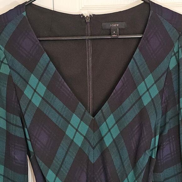 J. Crew Tartan Plaid Mini Dress 6 Preppy Green Party Flirty Classic Viscose Belt - Picture 4 of 9